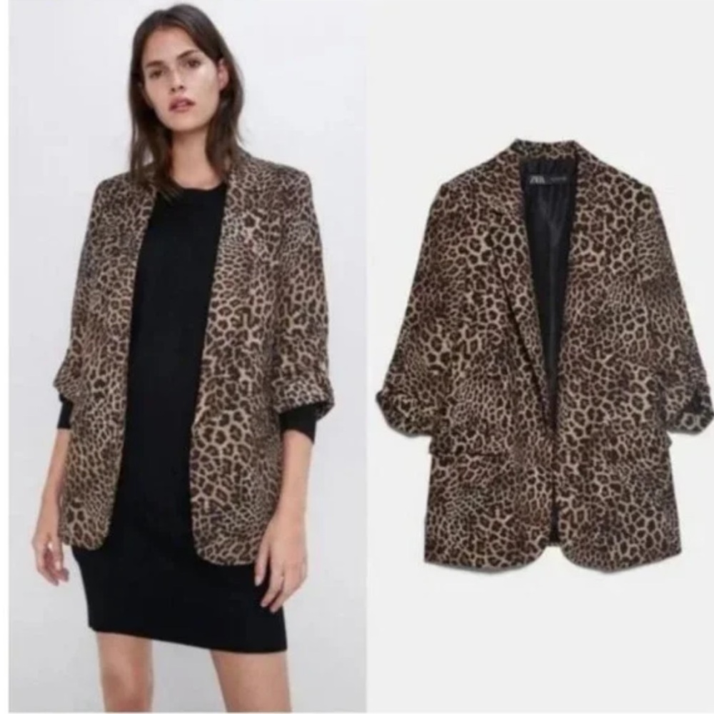 ZARA Leopard Print Blazer – Size S - EUC
